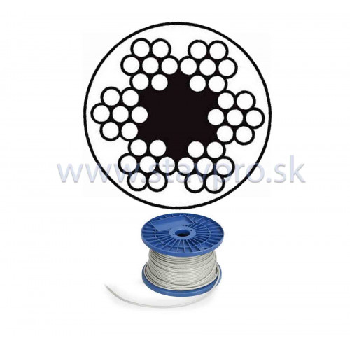 Lano oceľové (6x7+FC) zinok v PVC DIN 3055