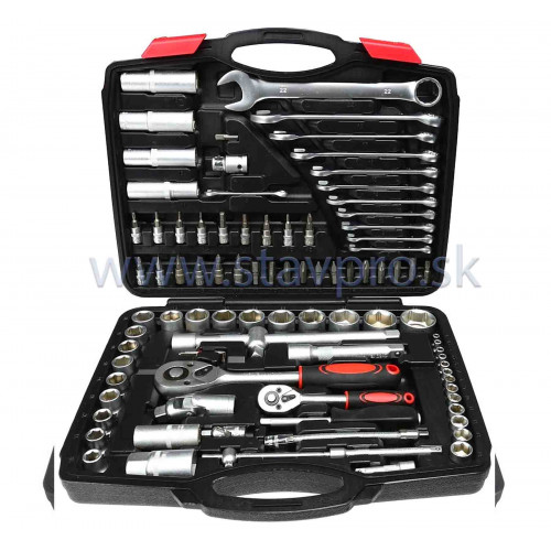 Gola sada 1/4" a 1/2", 94-dielna s očkoplochými kľúčmi v plastovom kufri