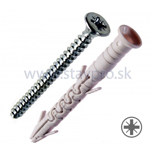 Hmoždinka rámová KPR-PIKE-SK 8×140 zapustená hlava PZ Nylon
