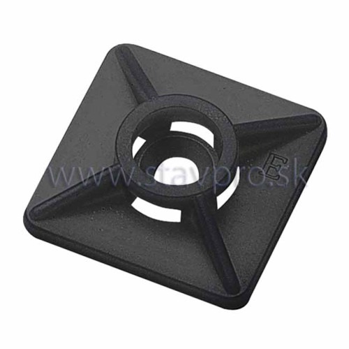 Príchytka plochá 2-cestná 19×19 čierna s lepidlom