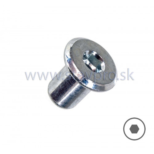 Matica nábytkárska M6×12 plochá hlava 15 mm zinok biely