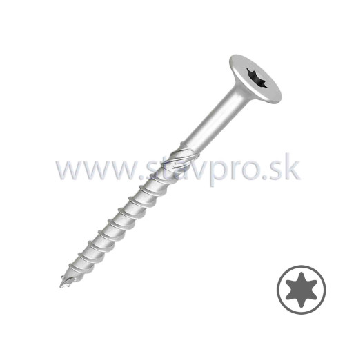 Konštrukčný vrut zapustená hlava, Torx, zinok biely Konštrukčný vrut zapustená hlava, Torx, zinok biely