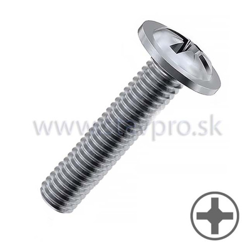 Skrutka polguľatá s prírubou DIN 967 krížová drážka PH zinok 4.8