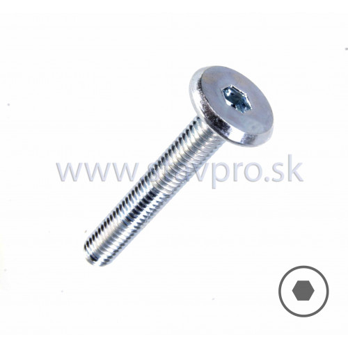 Skrutka nábytková M6×80 plochá hlava 17 mm, zinok biely