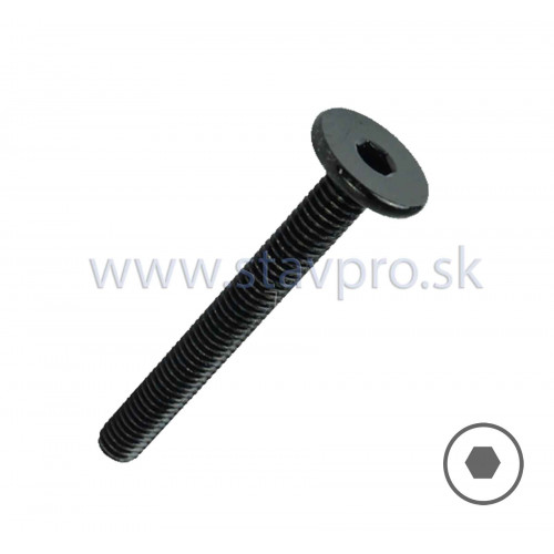 Skrutka nábytková plochá hlava 15 mm, zinok čierny