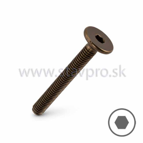 Skrutka nábytková plochá hlava 15 mm, bronz