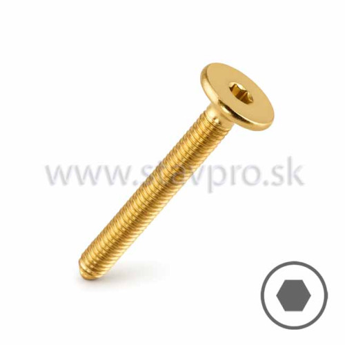 Skrutka nábytková plochá hlava 17 mm, mosadz