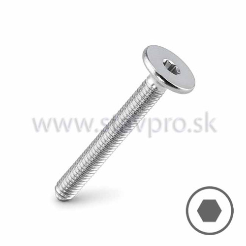 Skrutka nábytková plochá hlava 17 mm, zinok biely