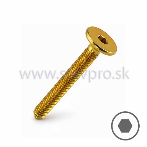 Skrutka nábytková plochá hlava 15 mm, zinok žltý